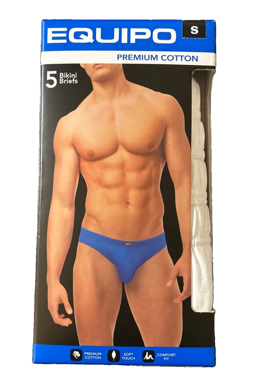 Men's Equipo 5-pack Bikini Briefs Sz S White No Fly Premium Cotton Underwear New